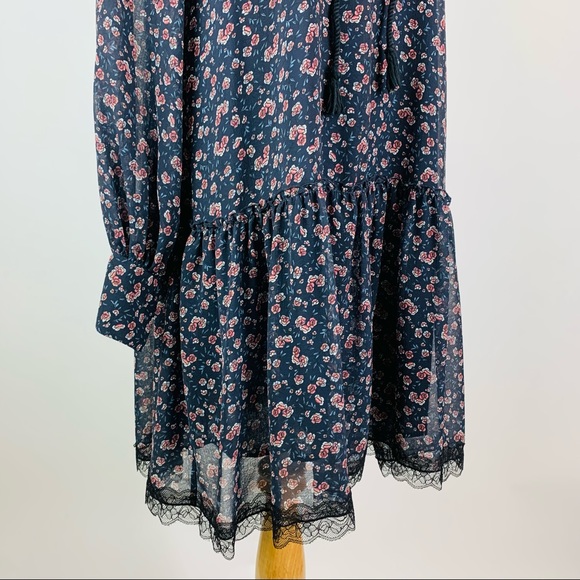 See By Chloe Floral Haze Lace Trim Dress Sz 42 - Picture 7 of 14